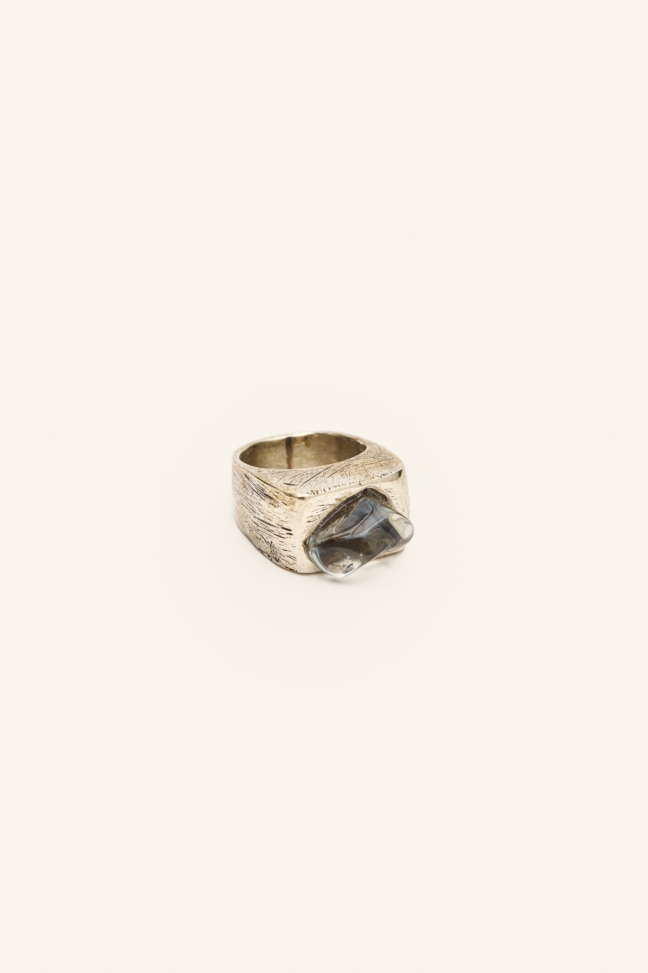 Perissa Flat Obsidian Ring