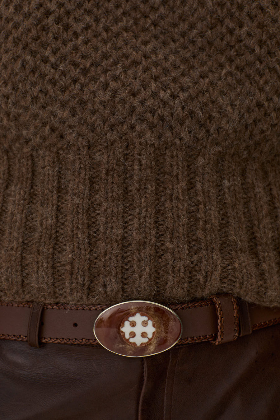 Cinturón de Cuero Oval Cruz