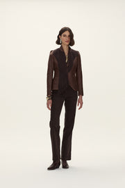 Blazer Espiga de Cuero y Lana